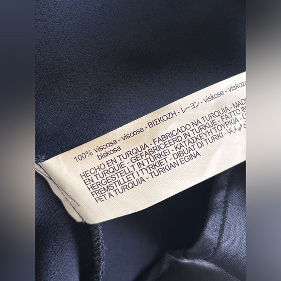 Zara Satin High Waist Midi Skirt in Navy Blue - Picture 12 of 12